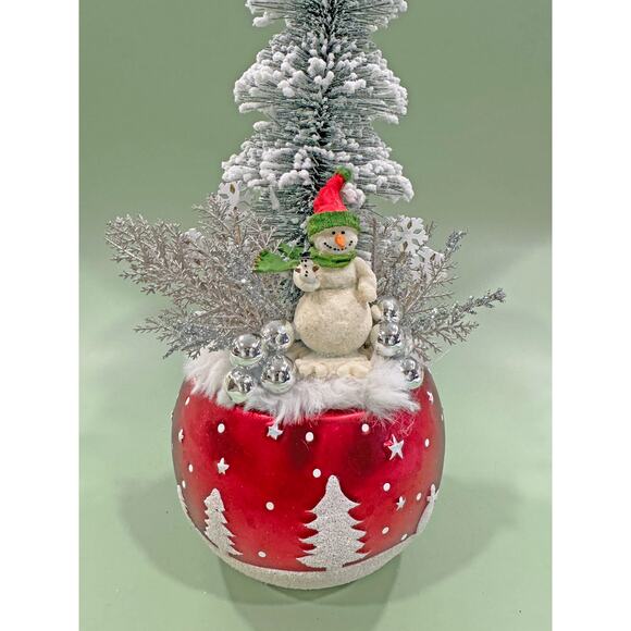 Handmade Snowman and Christmas Tree Assemblage/Arrangement Holiday Cottagecore - Picture 4 of 6